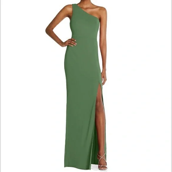 green emerald velvet dress Zapaka Women Grey Green Printed Flower Bridesmaid Dress with Slit Square Neck Chiffon Wedding Guest Dress, Dusty Sage / US20W main image 1